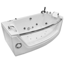 Wanna z hydromasażem Irena 2-osobowa 175x89x60cm białe zagłówki