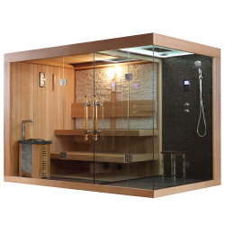 Sauna sucha  Major z piecem HARVIA 3 kW + Kabina prysznicowa z hydromasażem i funkcją pary 200X120X210CM