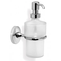 Dozownik na mydło lub szampon elegancki szkło mleczne chrom Kolekcja INDER A3-2322