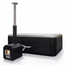 JACUZZI OGRODOWE WANNA HYBRYDOWA BALIA OGRODOWA -JUREK CAPPUCCINO OBUDOWA ANTRACYT 230X230 CM