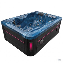 Spa ogrodowe 2 miejscowe  49dysz  195x140x76cm akryl NIEBIESKA FALA , obudowa ANTRACYT