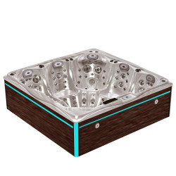 Spa ogrodowe 5 osobowe ,123 dysze  cappuccino obudowa brąz deska 230x230x92cm