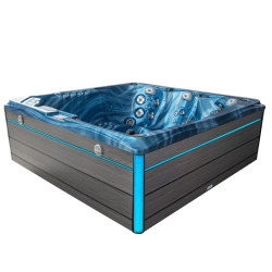 Spa ogrodowe 5 osobowe ,123 niebieska fala obudowa szara deska 230x230x92cm