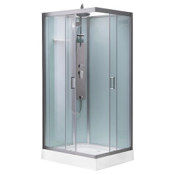 KABINA PRYSZNICOWA Z BRODZIKIEM Z HYDROMASAŻEM JANDA PRAWA SZCZOTKOWANY CHROM 120X80 CM