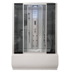 Kabina prysznicowa biała z hydromasażem i wanną Zygmunt 150X83X220CM