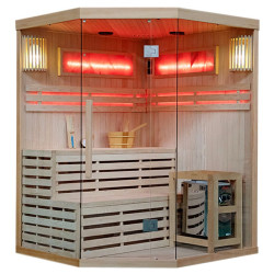SAUNA FIŃSKA WYSOKOTEMPERATUROWA  BOGUŚ Z PIECEM HARVIA 6KW 4-5 OSOBOWA 150x150 CM