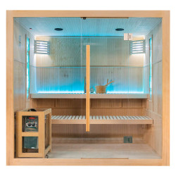 Sauna sucha z piecem HARVIA 8 kW kamieniem solnym i izolacją ścian Franco  210X160X200CM