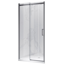 Drzwi Prysznicowe Przesuwne KZ09B szczotkowana stal  CHROME 105-110cm SZKŁO 8MM Ścianka
