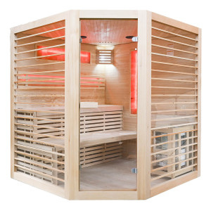 Sauna sucha Jan z piecem HARVIA 8 kW, kamieniem solnym i izolacją ścian 180X180X200CM