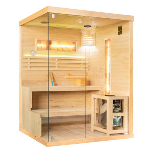  Sauna sucha Asia II z piecem HARVIA 4,5 kW, kamieniem solnym i izolacją ścian 150X120X200CM prawa