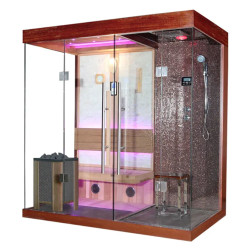 Sauna sucha Karol  z piecem  HARVIA 3 kW + Kabina prysznicowa z hydromasażem i funkcją pary 200X120X210CM