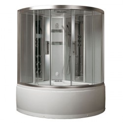 kabina z sauna parowa i hydromasażem srebrna  150x150 cm DA324HF3 