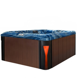 Spa ogrodowe 3 miejscowe  46dysz  210x170x90cm akryl niebieska fala , obudowa kawa