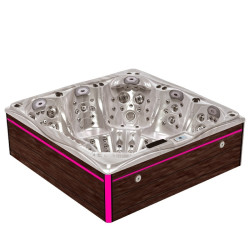 Spa ogrodowe 5 osobowe ,123 dysze  cappuccino obudowa brązowa deska 230x230x92cm