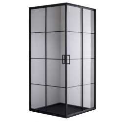 KABINA PRYSZNICOWA KWADRATOWA NAROŻNA BL32B-90 CZARNA 90x90 CM SZKŁO 5MM