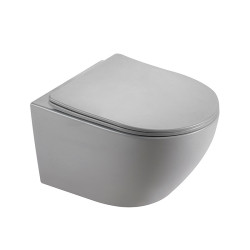 MISKA WC WISZĄCA RIMLESS  SZARA MAT DESKA WOLNOOPADAJĄCA DUROPLAST