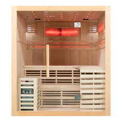 Sauna sucha 4 osobowa  z piecem 6 KW i kamieniami solnymi i izolacją ścian 180x160x200 cm