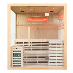 Sauna sucha Ela 4 osobowa  z piecem 6 KW i kamieniami solnymi i izolacją ścian 180x160x200 cm