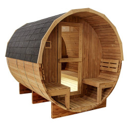 SAUNA OGRODOWA FIŃSKA BECZKA Z PIECEM 8 KW  4-6 OSOBOWA 210x240 CM