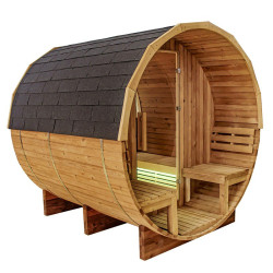 SAUNA OGRODOWA  TADEUSZ FIŃSKA BECZKA Z PIECEM  4-6 OSOBOWA 210x210 CM