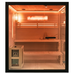 SAUNA FIŃSKA WYSOKOTEMPERATUROWA  IGNIS II Z PIECEM HARVIA 6KW 4 OSOBOWA 180x160 CM