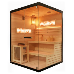 SAUNA FIŃSKA WYSOKOTEMPERATUROWA Z PIECEM MARK 3/ HARVIA 4,5KW 3-4 OSOBOWA 140x150 CM BLACK