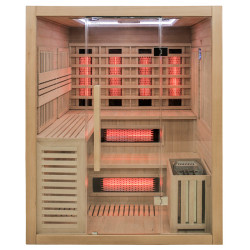 SAUNA 2w1  INFRARED/FIŃSKA  Z PIECEM 6kW 3-4 OSOBOWA 160x160 CM 