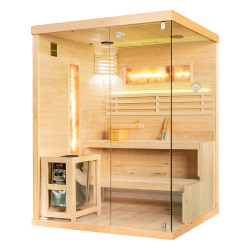  Sauna sucha Asia II z piecem HARVIA 4,5 kW, kamieniem solnym i izolacją ścian 150X120X200CM lewa