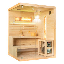 Sauna sucha Asia II z piecem HARVIA 4,5 kW, kamieniem solnym i izolacją ścian 150X120X200CM prawa