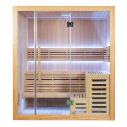 Sauna sucha 4 osobowa  z piecem  HARVIA 6 KW 180x160x200 cm- Hemlock