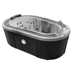 Wanna z hydromasażem Owalo  206X134 obudową czarna akryl szary