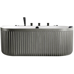 Wanna wolnostojąca przyścienna EXCLUSIVE z hydromasażem szara (cement grey)  170X85X65CM