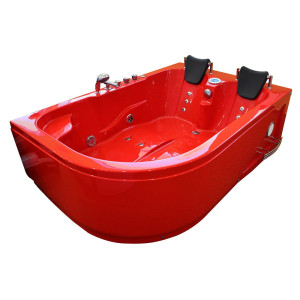Wanna z hydromasażem Ania czerwona  2-osobowa 180x120x66cm  prawa  auto clean