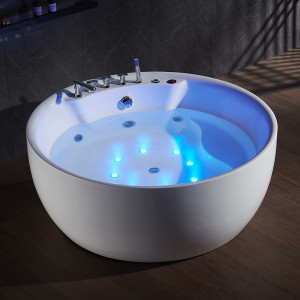 Wanna z hydromasażem Oval 180x180x80 złota bateria